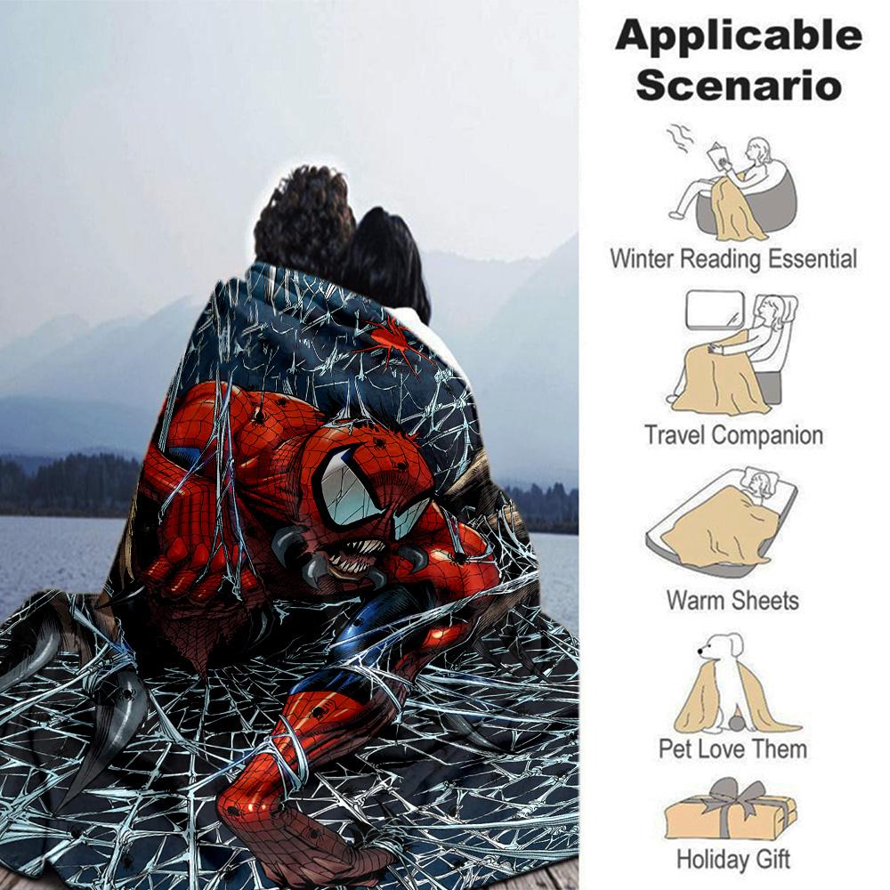 Spiderman Web Flannel Blanket Super Soft Warm Cozy Blanket For Sofa Bed Office Travel Allseason Home Decor Gift