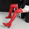 7/Women's High-heeled Boots, Autumn and Winter New Sexy Thick Heeled Knee Length Boots
