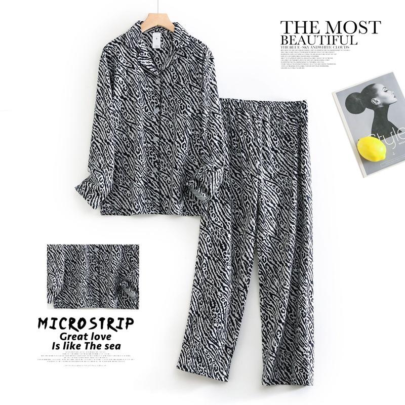 Женская осенне-зимняя пижама с рисунком из мультфильмов из хлопка, теплая, с начесом, домашняя одежда, комплект женской пижамы