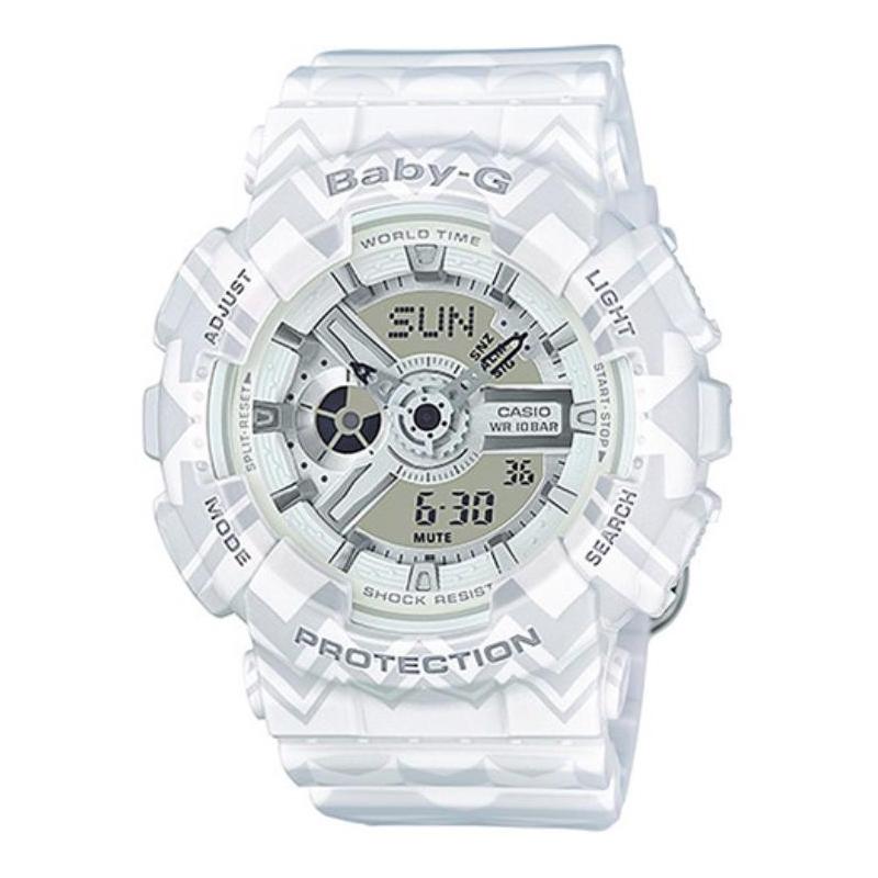 Casio BABY-G 100м Водонепроницаемые Кварцевый Механизм Ремешок из Смолы Японские и Корейские Часы Женские Часы Белый Циферблат BA-110TP-7A