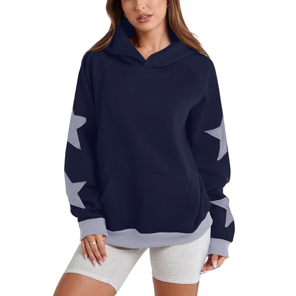 Женская модная толстовка с длинными рукавами и капюшоном в стиле звездного блока