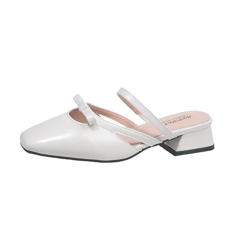 Баотоу полушлепанцы женские летние новые праздничные юбки ретро толстый каблук сандалии