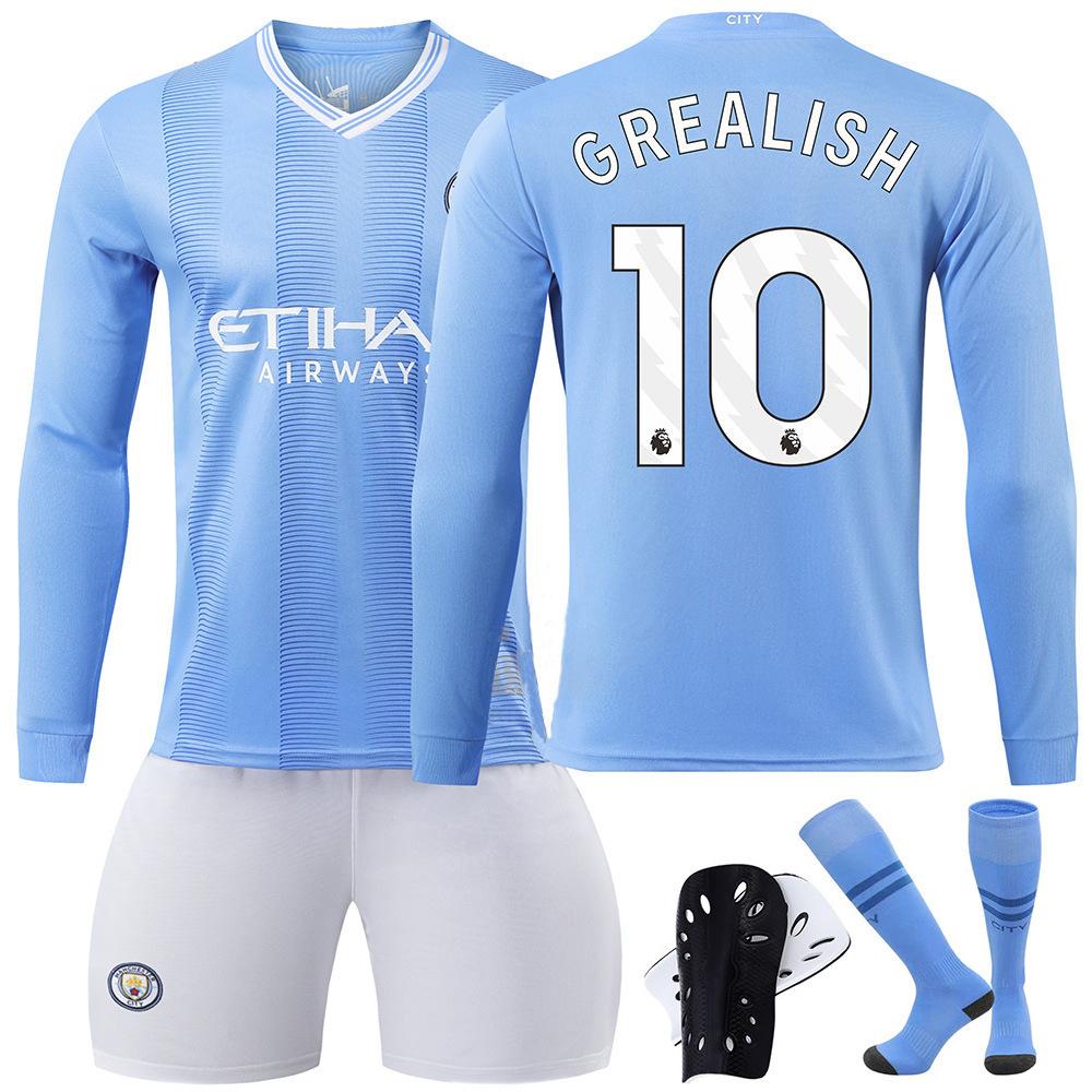 2324 Manchester City football jersey, long-sleeved suit, training jersey, club team jersey, appearance jersey, fan version, quick-drying.