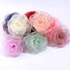 5Pcs 9cm Transparent Organza Fabric Rose Flower Head Wedding Dress Skirt Home Hat Decoration DIY Hair Accessories