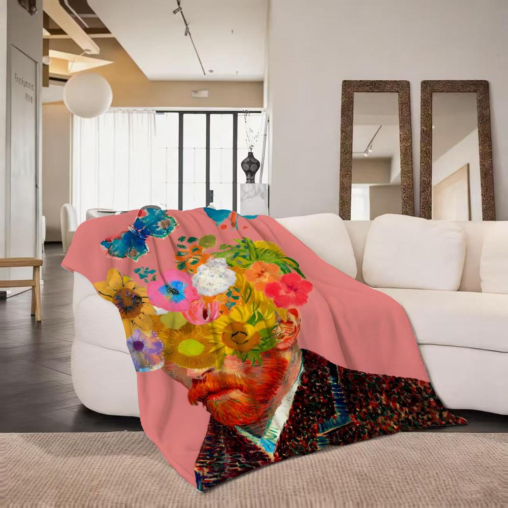 Art F Funny f floral a art Throw Flannel Throw Blanket Suitable for Sofa Living Room Bedroom