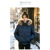 Women Short Hooded Winter Cotton Jacket Solid Color Long Sleeve Regular Fit Casual Coat