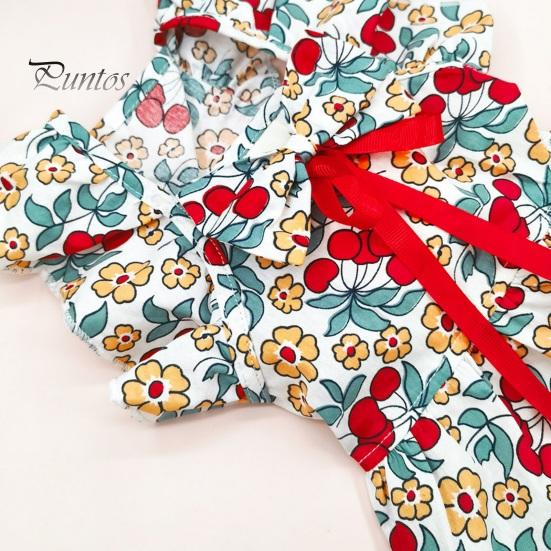 1 комплект, платье для домашних животных, платье принцессы с цветочным принтом для собак, комплект с головным убором, летнее платье с рюшами и рукавами для кошек, товары для домашних животных