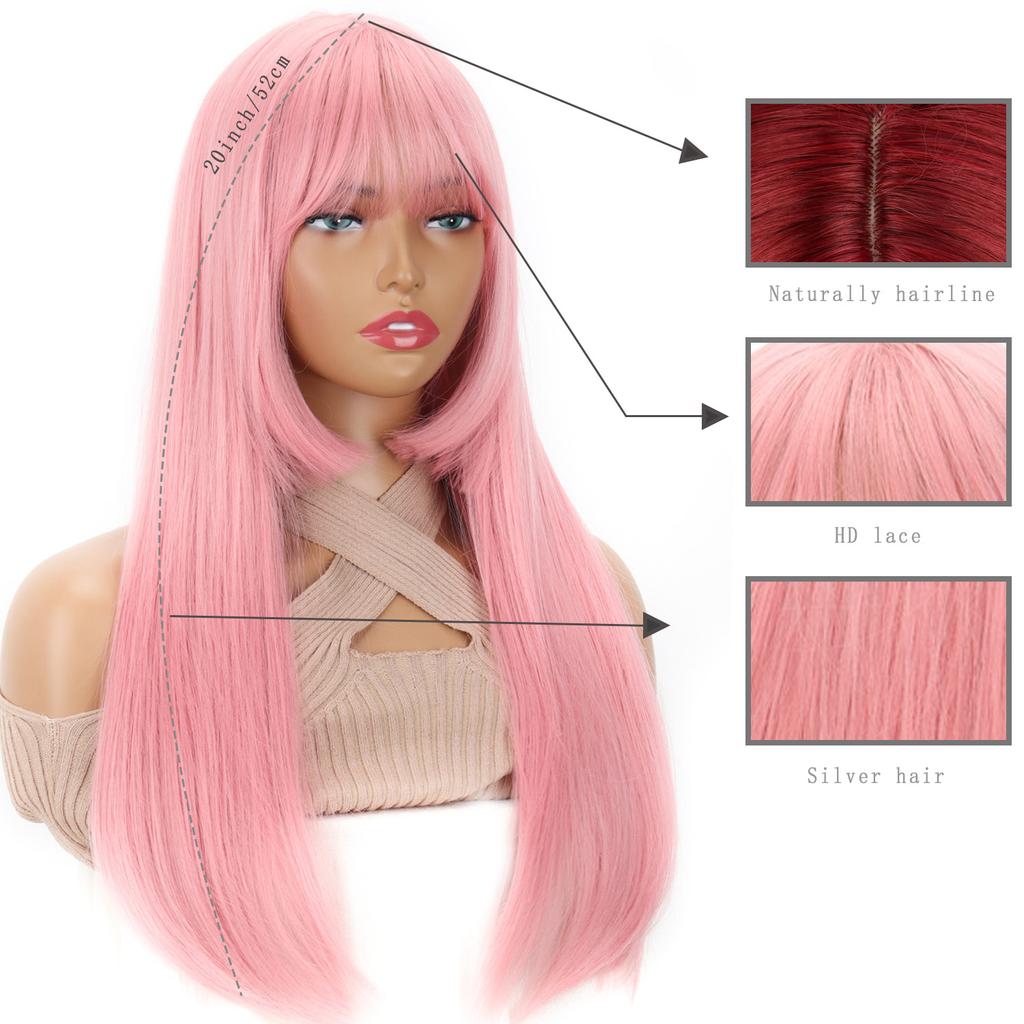 Long Straight Wig With Synthetic Wig Beginners Friendly Heat Resistant Party Cosplay Wigs For Women