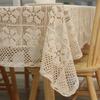 Off White Tablecloth Gardenia Hollowed Out Knitted Large Table Cloth Lace Cotton Hemp Round Table Cover Background Decor Cloth
