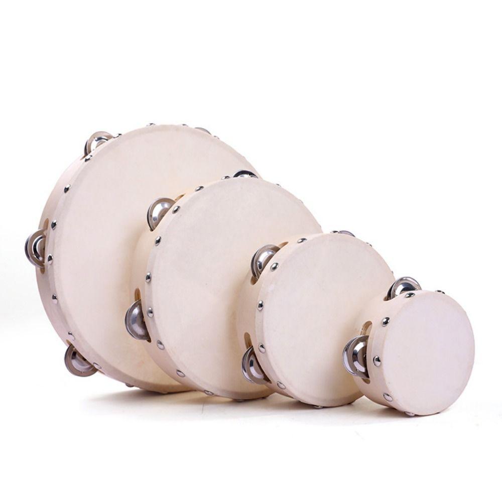 Sheepskin Drum Skin Tambourine 4/6/7/8/10inch Handheld Drum Hand Tambourine Dance Concerts