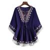 Embroidery Short Sleeve T Shirt Lace-up Tassel Ethnic Style Tops Bohemian Style T-shirt  Women