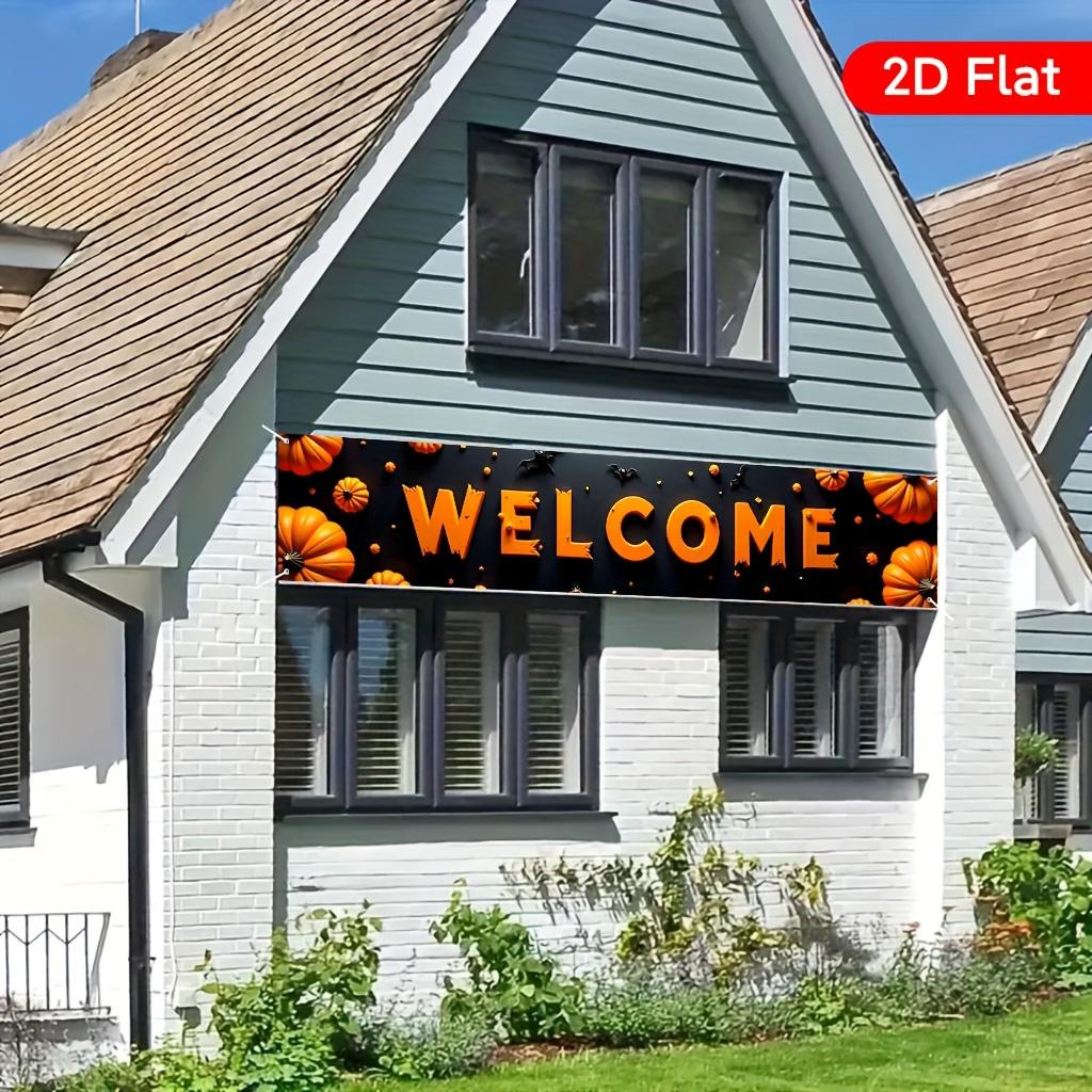 Welcome Pumpkins Bats Fall Yard Banner Celebration Decor