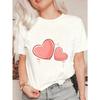 Women's Short-Sleeve T-Shirt with Cute Pink Double Heart Cartoon Print