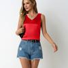 Women's Spring Summer Satin Vest V-neck Casual Halter Vest Sleeveless Shirt