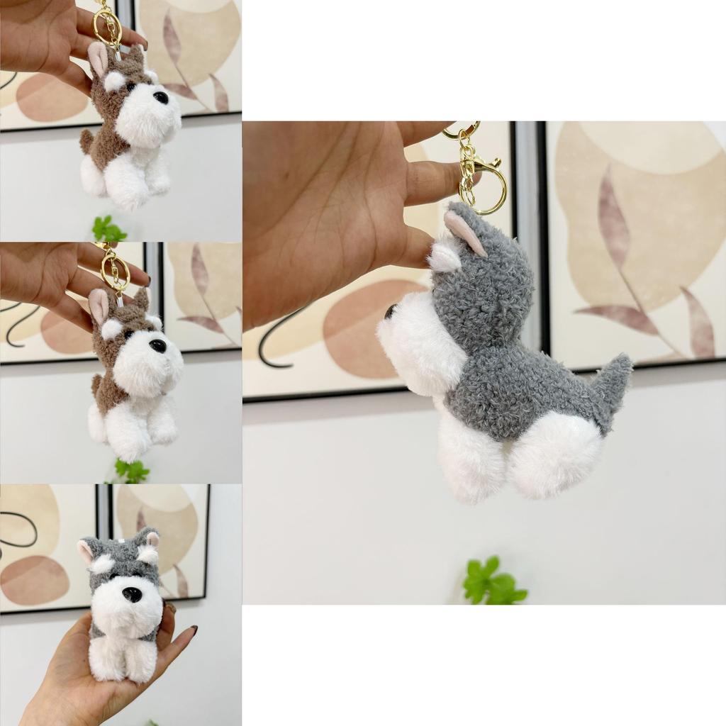 Adorable Schnauzer Plush Keychain Cute Dog Stuffed Animal Bag Charm