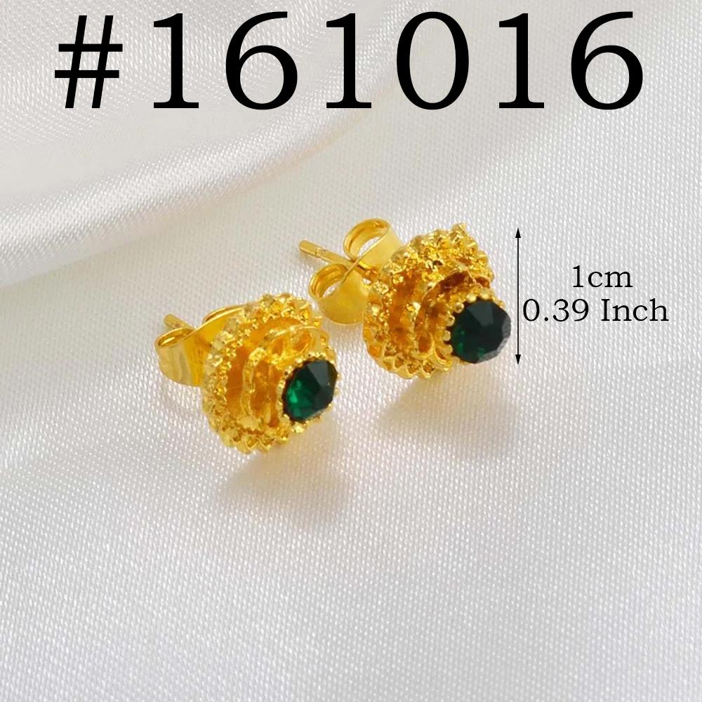 Anniyo Ethiopian Small Round & Cross Stud Earrings Women Girls Eritrean Jewelry African Little Ear Studs With Rhinestone #161016
