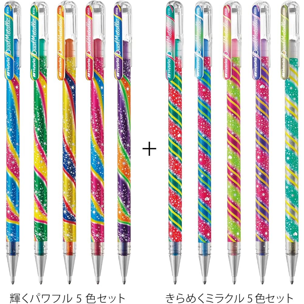 Шариковая ручка Pentel Hybrid Dual Metallic 10 цветов K110WR-10ST