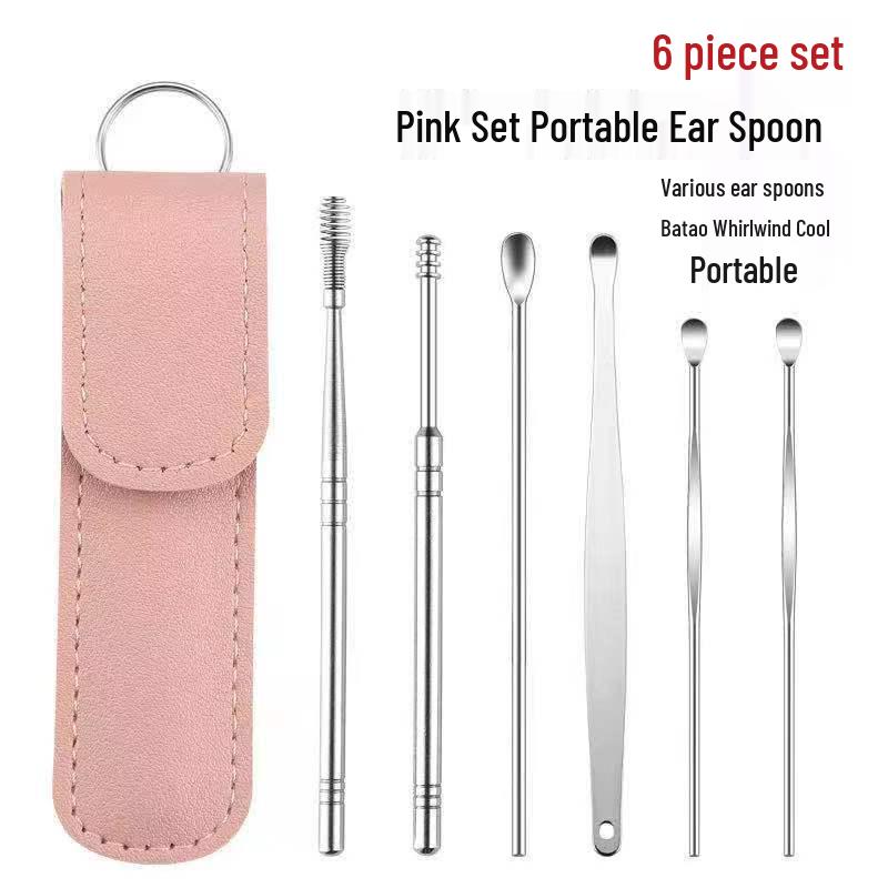 Набор из 6 предметов для чистки ушей из нержавеющей стали для взрослых и детей