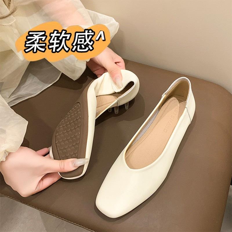 2024 Весна Новые Брендовые Женские Туфли На Плоской Подошве Круглый Носок Неглубокие Слипоны Женские Повседневные Балетки Мягкая Кожа Элгант Балле