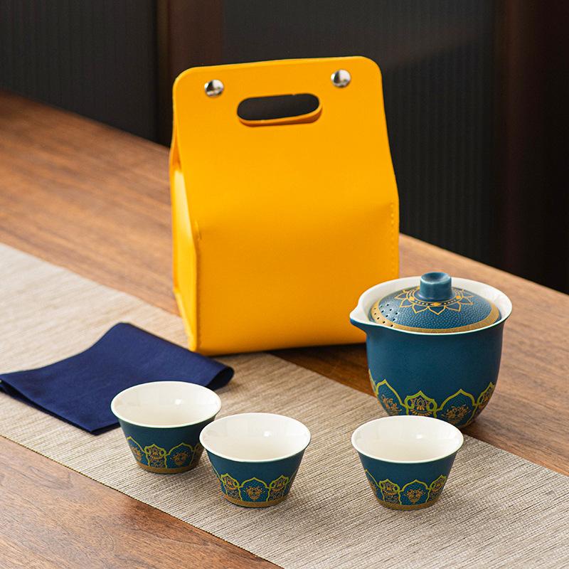 Travel tea set portable outdoor kung fu tea set Japanese express cup holiday business gift