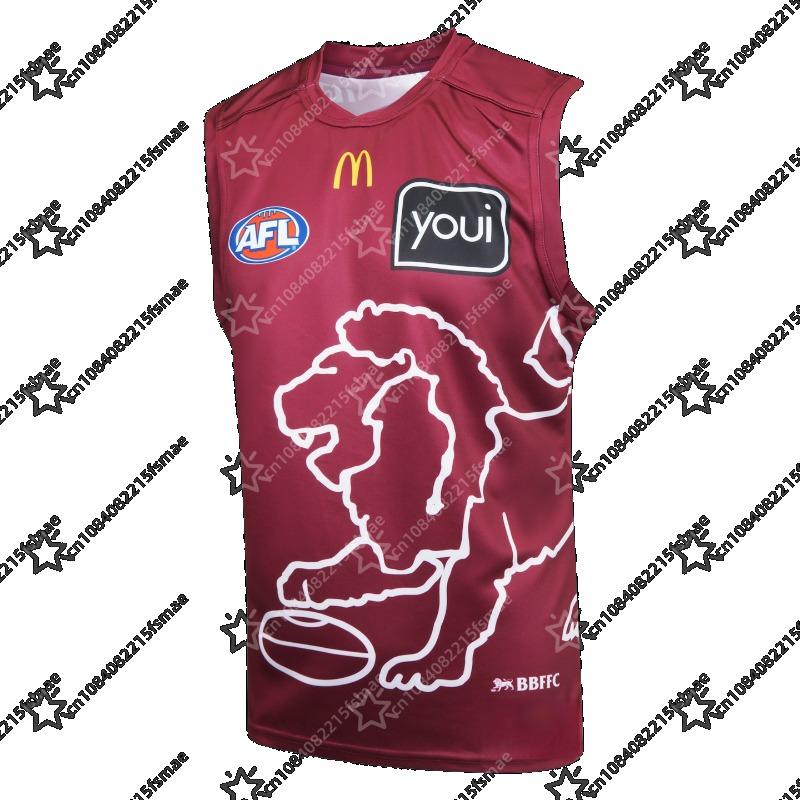Официальная копия домашней тренировочной ретро-футболки Brisbane Lions AFL Безрукавка для футбола BBFFC Одежда для фанатов