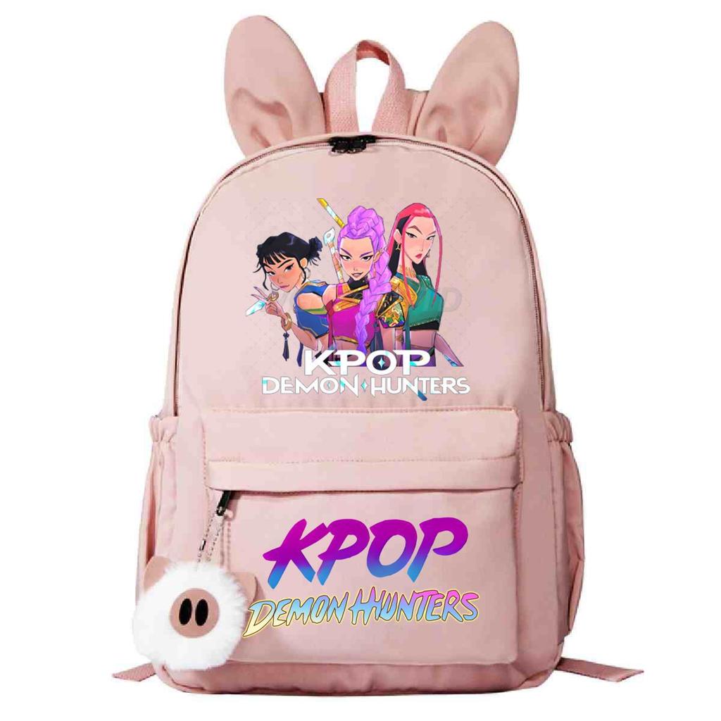 Kpop Anime Cartoon Print Student Korean Version Schoolbag Lightweight Cute Rabbit Ear Backpack