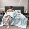 Summer Simple Ice Silk Quilt Comforter Paired Duvet Cover Couples Double Bed Linen Set 200*230 150*200cm