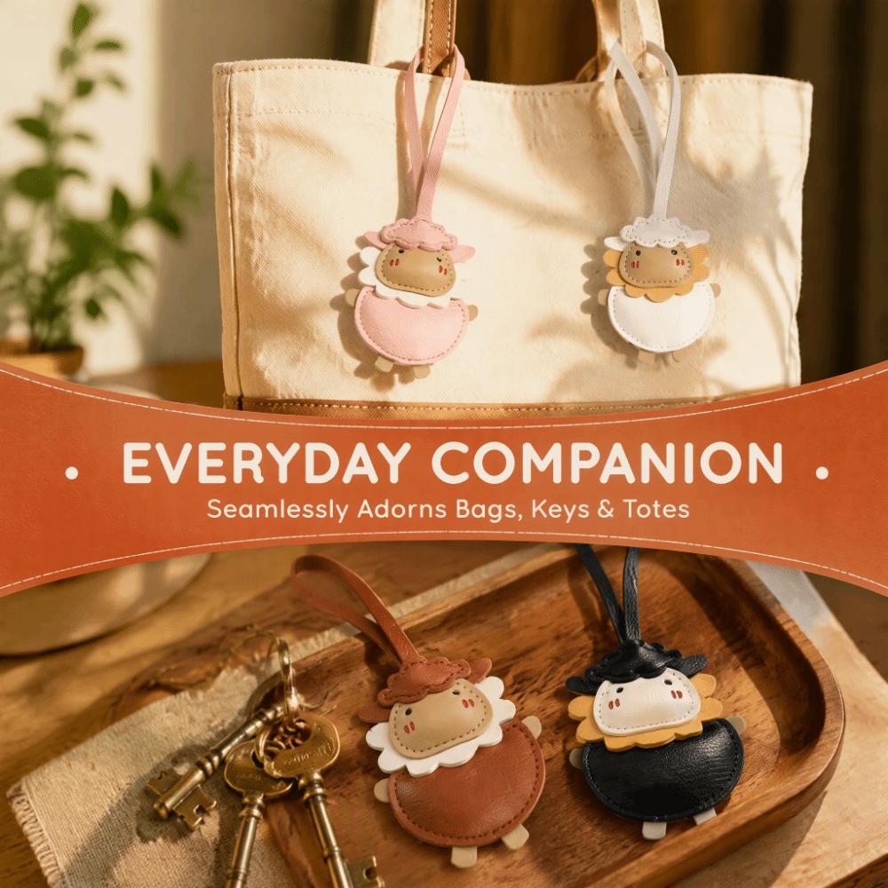 Cartoon PU Keychain Vintage New Year Pendant Fashion Sheep Bag Charm For Women