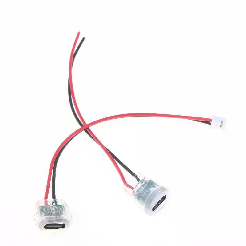 5/10 шт. Водонепроницаемые USB-C разъемы питания, гнездо USB Type-C, 2 контакта, с LED-подсветкой, входной тип, зарядная розетка
