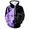 Весенне-осенний сезон, новый уличный тренд, 3D цифровой принт головы волка, мужской повседневный свитер с капюшоном и длинными рукавами