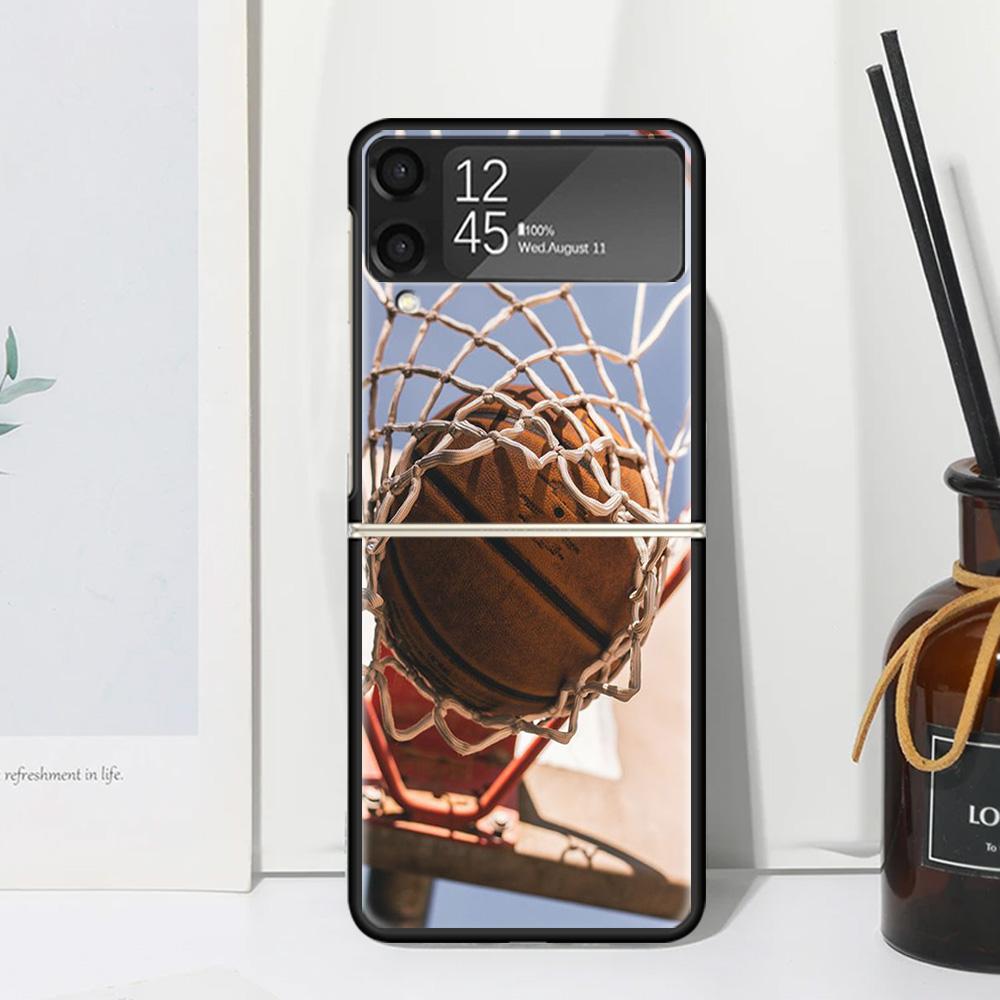 Basketball Basket Sports Phone Case For Samsung Galaxy Z Flip 7 Flip7 Zflip 6 Flip6 5 Flip5 4 Flip4 3 Flip3 5G Fundas Black Cove