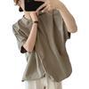 ORWZDCO Round Short Sleeve Loose Irregular Solid Office Everyday Women's Shirt, Neck, 3/4 Sleeve, Blouse, Fit, Pattern, Color, Slimming, Wear, Simple,