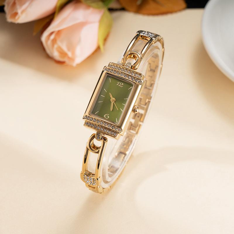 Diamond-Encrusted Small Pin Women'S Watch Xiaohongshu Fashion Light Luxury Square High-End Quartz Watch