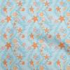 Cotton Flex Baby Blue Fabric Beach Seashell Quilting Supplies Print Sewing Fabric By The Yard 40 Inch