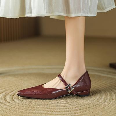 Модные НОВЫЕ Весенне-Осенние Женские Туфли Лодочки с Квадратным Носком и Низким Каблуком, Туфли из Спилковой Кожи для Женщин, Лаконичные Туфли Мэри Джейн с Ремешком и Пряжкой