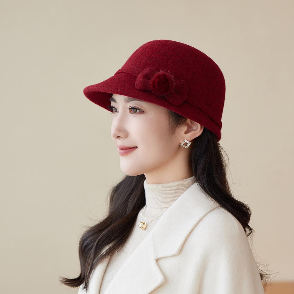 Новая осенне-зимняя шляпа-клош с бантом, женская модная шерстяная теплая шляпа