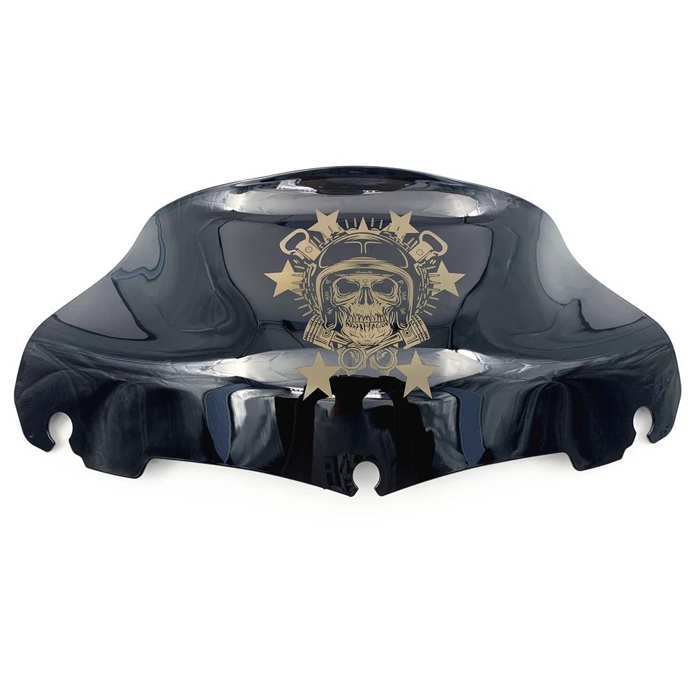 For Harley Touring Street Electra Glide Ultra FLHX 2014-2022 Motorcycle Black Skull 7" 9" Windshield Upper Fairing Wind Deflecto