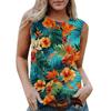 Женская повседневная футболка без рукавов с круглым вырезом и гавайским принтом