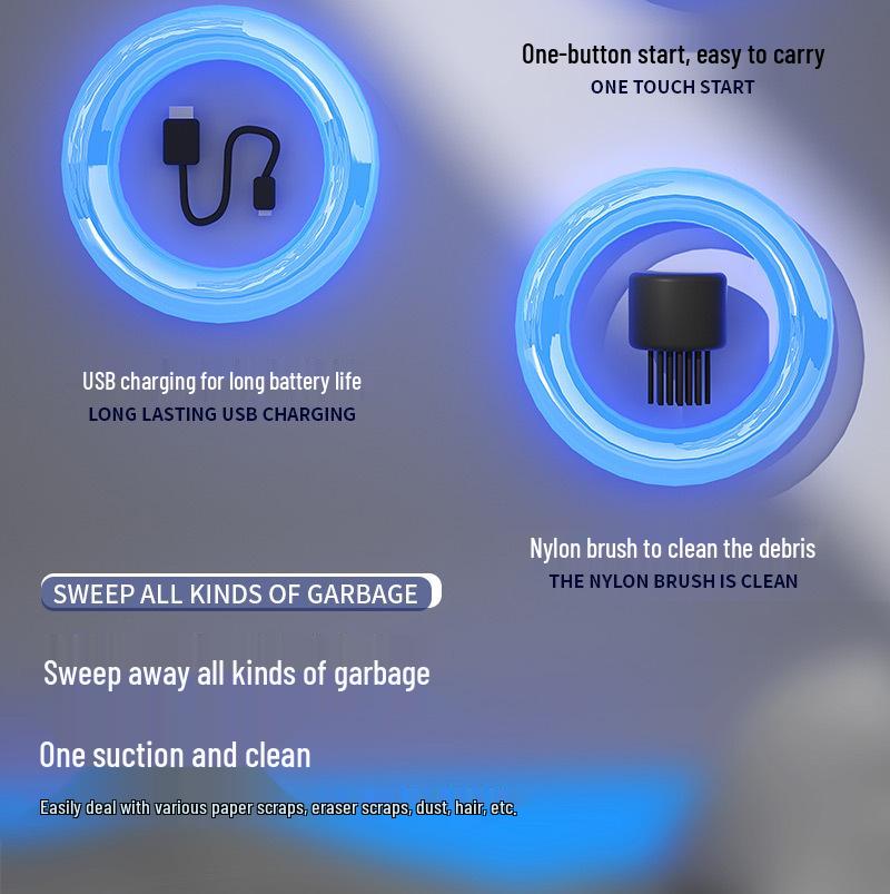Настольный пылесос с USB-подзарядкой: Мини Электрический Пылесос для Крошек, Ластиков и Пыли с Клавиатуры