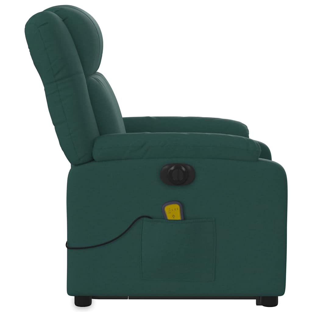 Electric Massage Recliner with Rising Function Dark Green Fabric