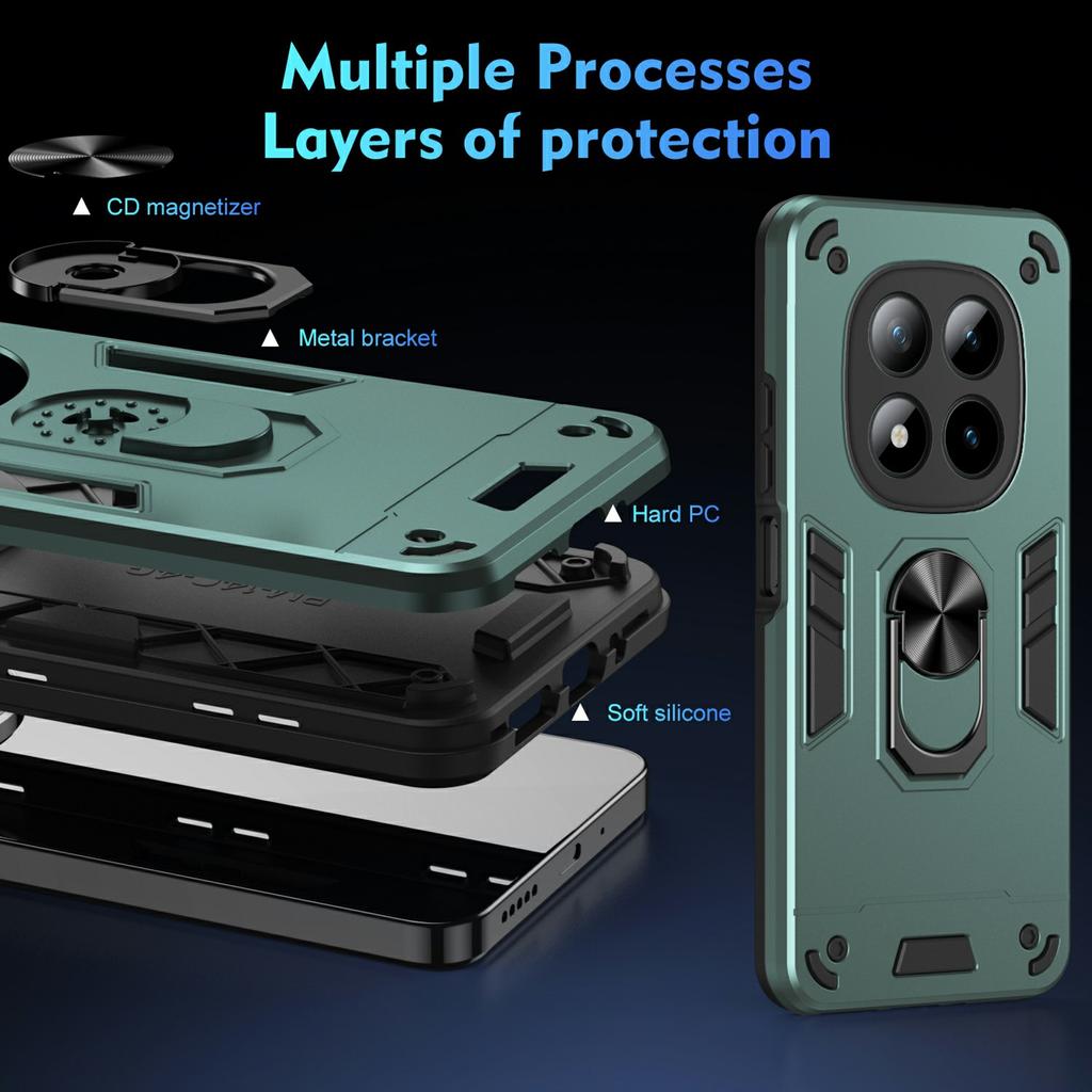 For Xiaomi Poco M8 Pro 5G/Redmi Note 15 Pro+ 5G (Global) Case PC + TPU Drop Defend Phone Cover with Ring Kickstand