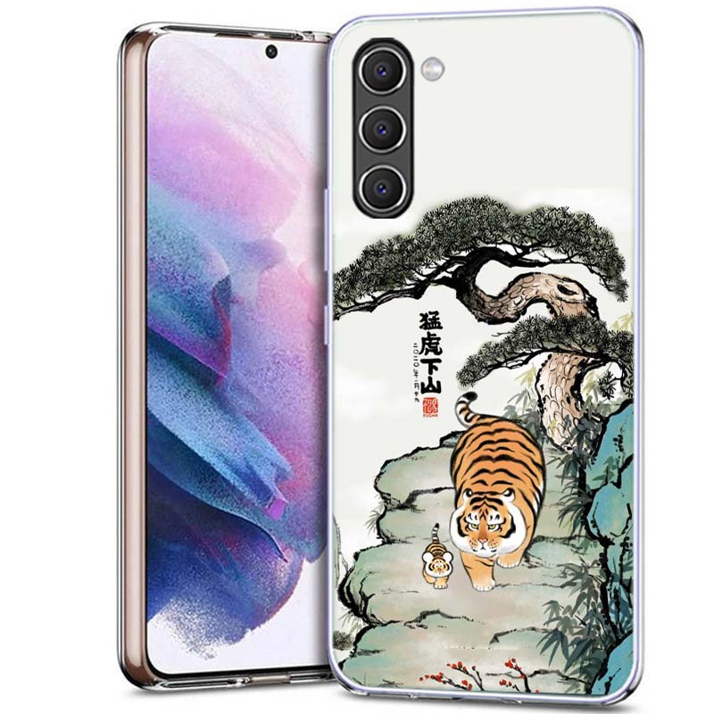 Мультяшный толстый тигр Чехол для телефона для Samsung A54 A14 A24 A34 A17 A37 A57 A55 A35 A25 A15 A13 A23 A33 A53 A07 A05S A04S A03 A73 Galax