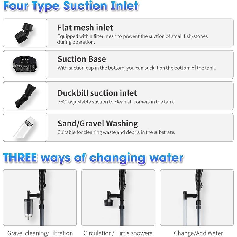 Lives Electric Аквариумный пылесос для чистки гравия, 32 Вт 6 в 1 Многофункциональный Автоматический пылесос для чистки гравия аквариума