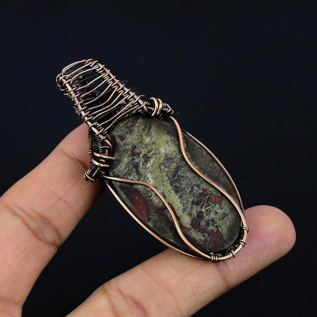 Dragon Blood Jasper 999 Copper Wire Wrapped Pendant, Handmade Gemstone Pendant Jewelry, Gifts For Wife Brand New Pendant
