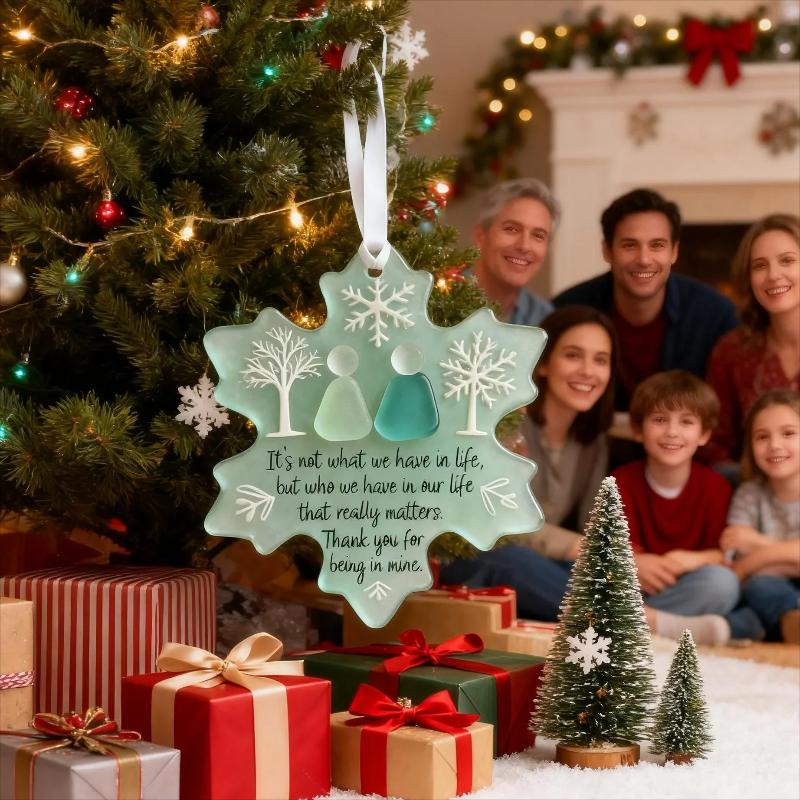 Acrylic Snowflake-shaped Sea Glass Ornaments Handmade Friendship Snowflake Art Keepsakes Christmas Snowflake Tree Decoration