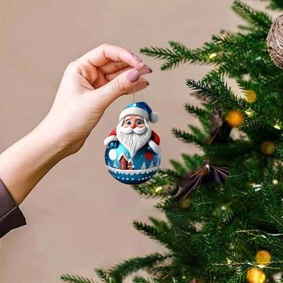 Подвеска в виде Санта-Клауса Roly-poly, 2D, акриловое подвесное украшение, рождественская елка, мультяшный Санта, украшение для каминной полки, автомобильный рюкзак