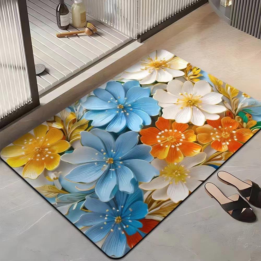 Light Luxury 3D Three-dimensional Flower Household Toilet Absorbent Mat Bathroom Toilet Diatom Mud Non-slip Carpet