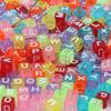 100pcs Mixed 6x6mmTransparent Multicolor Acrylic Square Alphabet Letter Loose Beads For Jewelry Making Handmade Diy Bracelet