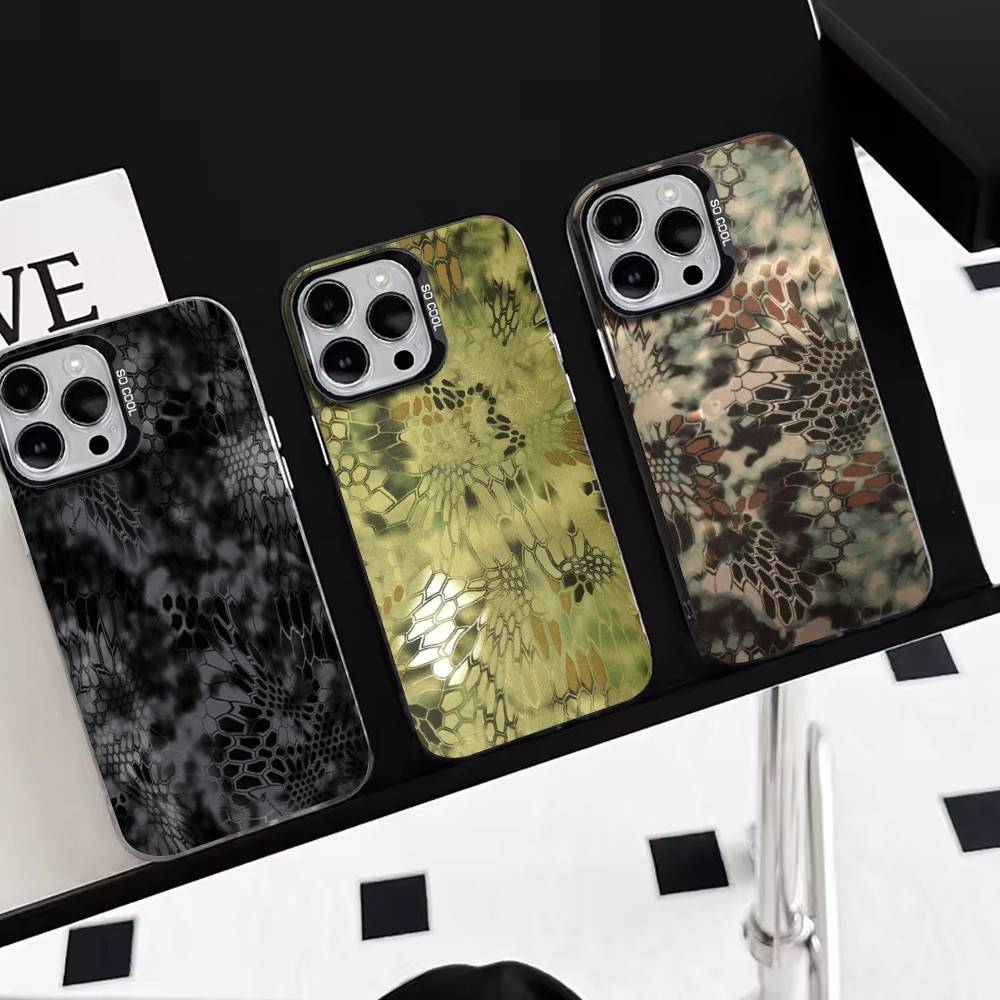 Камуфляж под змеиную кожу Чехол для телефона Для iPhone 17,16,15,14,13,12,11 Plus,Pro Max,XS,Разноцветный Серебряный Чехол для телефона Funda Cover