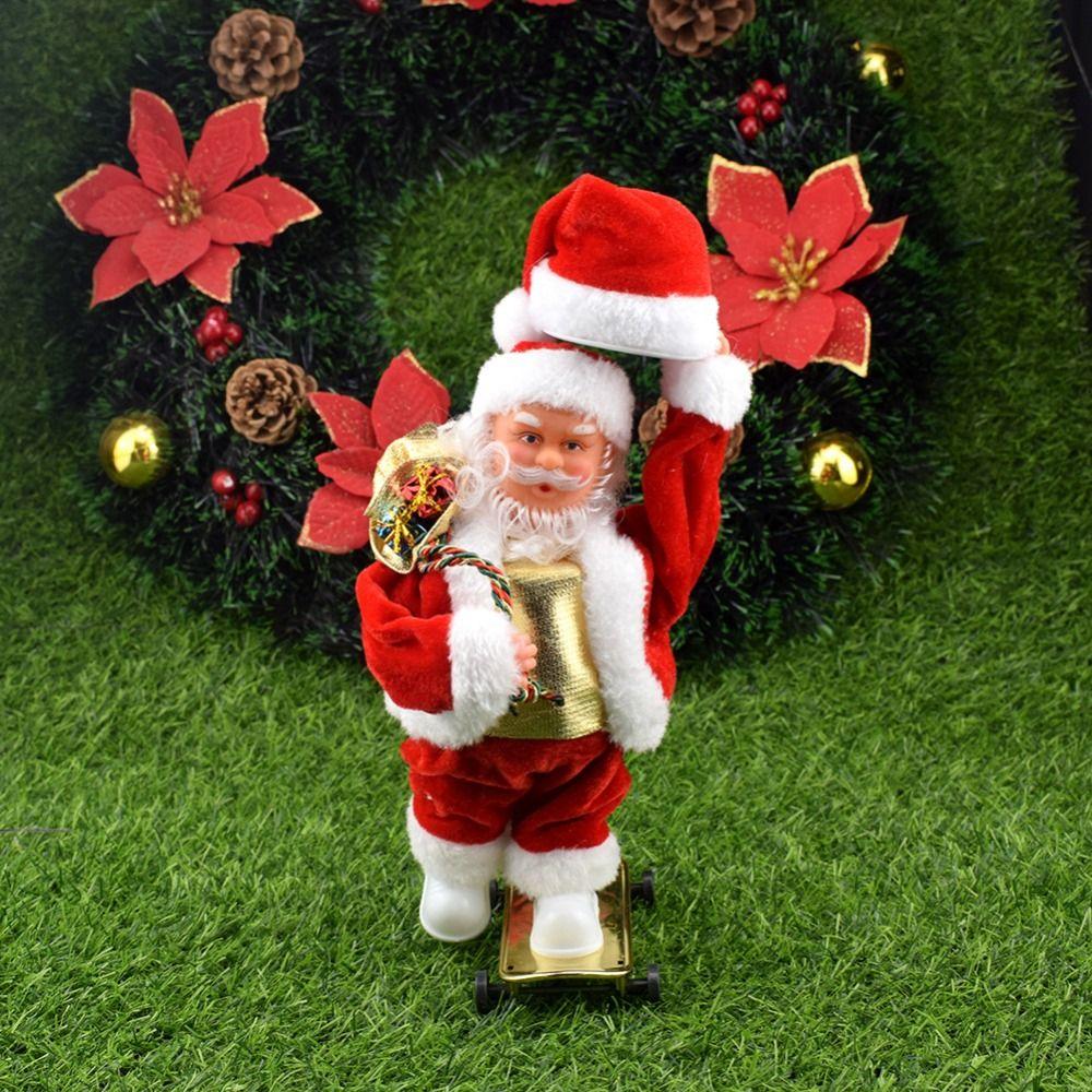 Slides Skateboard Electric Santa Toys Musical Dancing Santa Claus Toys Christmas Dolls Living Room